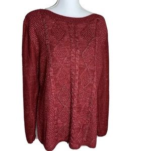 Bob Timberlake Sweater Wool Blend Cable Knit Red XL
